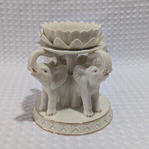 Lenox White Elephant Promenade Candle Holder Fine Ivory China 24K 2000 Classic